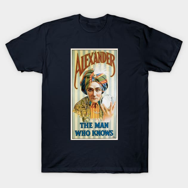 Vintage Magic Poster Art, Alexander, the Man Who Knows T-Shirt by MasterpieceCafe